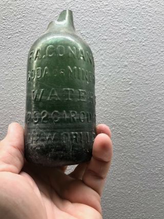 Antique Pre - 1900 Soda Bottles Green F A Conant Squat Soda Iron Pontile