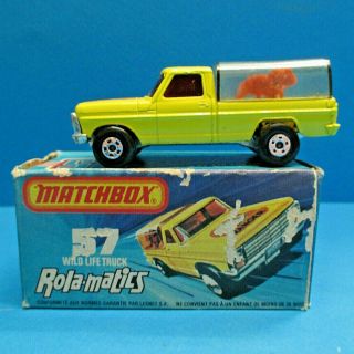 Matchbox Rola - Matics 57 Yellow Wild Life RANGER Truck 1973 Lesney England MIB 3