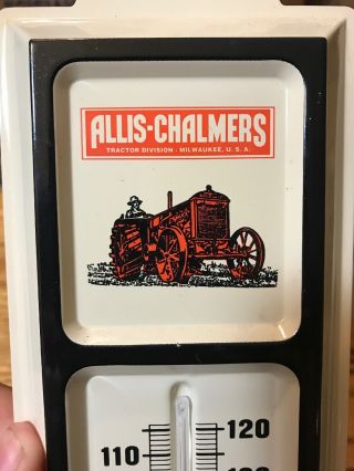 Vintage Allis Chalmers Tractor Advertising Thermometer Sales Service USA metal 2