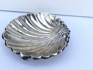 A Vintage Solid Silver Shell Shape Butter Dish,  Spanish C.  1950/60