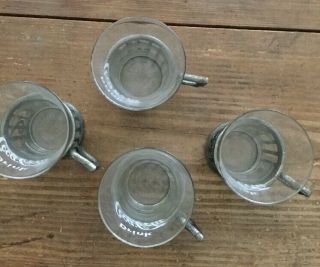 4 Vintage Coca Cola Glasses With Metal Holders AND Metal Serving Tray/display 3