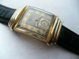 Another Fancy Case Vtg Gruen 17j Veri - Thin - 2 Tone Dial Mens Wristwatch - 1940 
