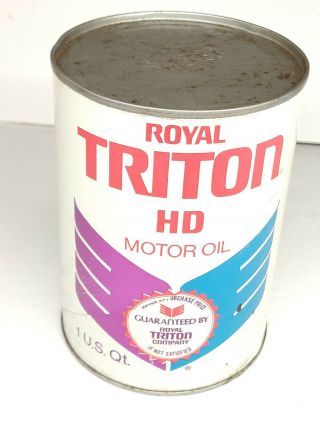 Vintage Royal Triton Hd Motor Oil 1 Quart Can Full