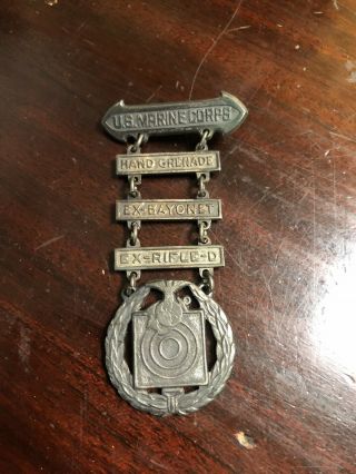 Ww2 Usmc Us Marine Corp Marksman Badge Award Medal Sterling Pin