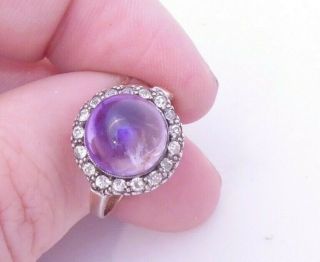 9ct Gold & Silver Amethyst & Paste Set Art Deco Period Ring,  9k 375,  925