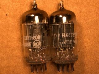 Matched Pair Vintage 1957 Rca 12ax7 Long Black Plate Tubes Test Great A