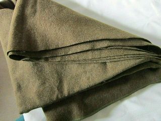 Ww2 Era Army Blanket Wool Olive Drab 68 " X 82 " Vg 1 3/4 " X 2 3/4 " Tag Unreadable