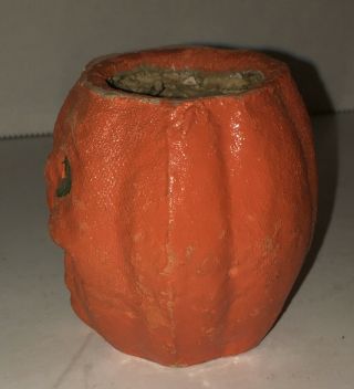 Vintage Halloween Paper Mache Pulp PUMPKIN Jack O Lantern Candy Nut Container 2