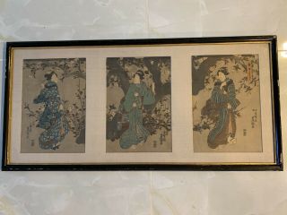 Antique Japanese Print Triptych