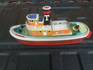 Vintage Tin Ny Tuggy The Tugboat Battery Operated Marked San Made In Japan