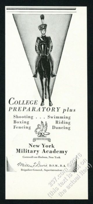 1931 York Military Academy Prep School Student On Horse Art Vintage Print Ad