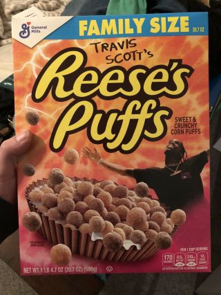 Limited Edition Travis Scott Cactus Jack Reeses Puffs Family Size Cereal Boxes