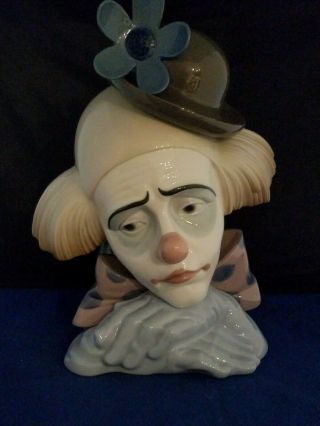 Lladro Porcelain Figurine Pensive Clown Sad Jester Head Bust 5130 10 " H