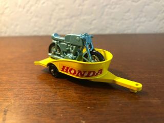 Vintage Die Cast Matchbox Series No.  38 Honda M/cycle W/trailer By Lesney England