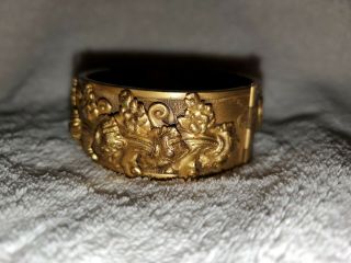 Victorian Brass Hinged Cuff Bracelet