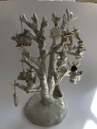 Lenox Snow Pals Chrismas Tree With 12 Ornaments