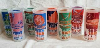 Complete Set Of 8 1964/1965 York Ny Worlds Fair Drinking Glasses