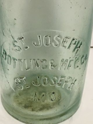 St.  Joseph Bottling Mfg Co St.  Joseph Mo.  Missouri Hutch Hutchinson Bottle 2
