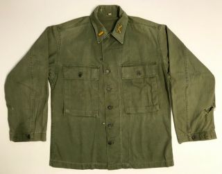 Wwii Hbt Combat Shirt With 13 Star Buttons & Officer Insignia,  38r