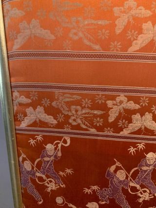 Antique Chinese Large Framed Silk Brocade Robe Panel Qing 100 Boys Imperial Red 2