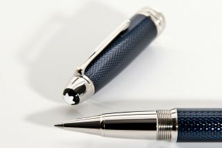 , Montblanc Meisterstuck Solitarie Blue Hour Le Grand Rollerball Pen.