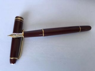 Montblanc Meisterstuck 144 Fountain Pen Gold 14k Nib Burgundy Made In Germany