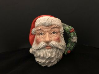Royal Doulton Large Santa Claus Toby Jug W/ Colorful Wreath Handle England