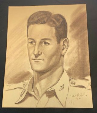 Wwii 1944 Us Army Air Corps Pilots Sketched Portrait