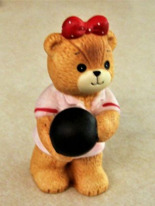 1982 Enesco Lucy & Me Girl With Bowling Ball Bear Figurine Lucy Rigg
