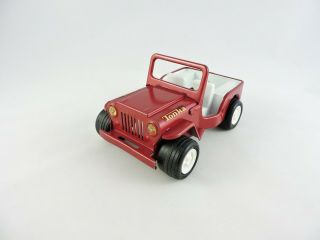 Tonka Dark Red Jeep 4x4 Vehicle With Windshield 6 - In Vintage Pressed Steel Metal