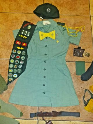 60 ' s Girl Scout Uniform - Dress/Tie/Belt/Beret/Socks/Sash - Costume Sz 7 Tropical FL 2