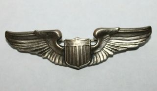 Vintage Us Air Force Sterling Silver Pilot Aviator Badge Wings 3 " Pinback