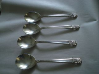 1847 Rogers Bros " Eternally Yours " Silverplate Gumbo Soup Spoons Set Of Four