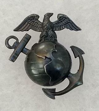 Wwii Usmc Marine Officer Ega H&h Sterling Pin Badge Insignia