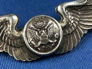 WW2 US ARMY AIR CORPS Sterling Silver Wings Air Crew Pilot Air Force Aviation 3