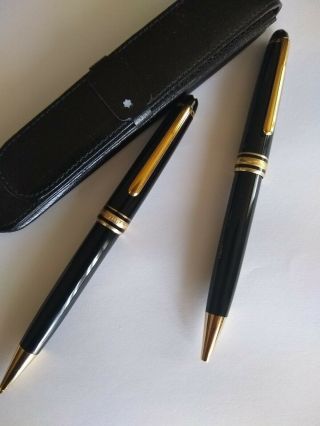 Montblanc Meisterstuck Ballpoint Pen,  Mechanical Pencil And Leather Case