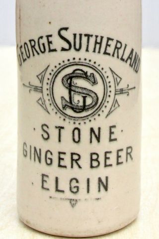 Vintage C1900s George Sutherland Elgin Moray Scotland Stone Ginger Beer Bottle