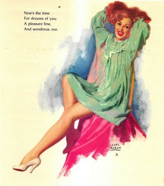 1940s Pin Up Girl Lithograph Earl Moran Pre Fame Marilyn Monroe 144