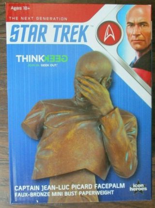 Jean - Luc Picard Face Palm 6 " Bronze Resin Bust Statue Star Trek Tng