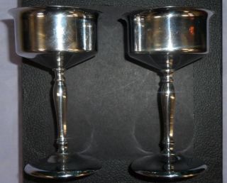 Vtg Set Of Silver Plated Metal Chalice Goblets Stemware Church Cups Wine Glasses