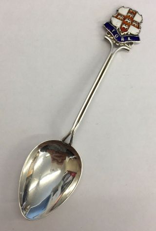 Vintage Solid Silver York Enamel Tea Spoon 1928 A.  J.  Bailey
