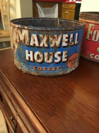 Vintage Folger’s Coffee Tin Cans Maxwell House Can B’fast Delight Tin Can 2