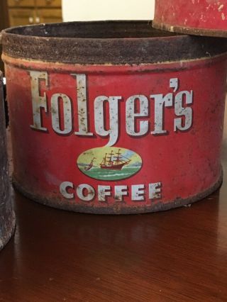 Vintage Folger’s Coffee Tin Cans Maxwell House Can B’fast Delight Tin Can 3