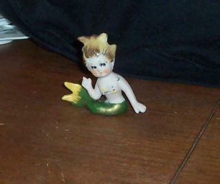 Vintage Japan Bisque Ceramic Small Mermaid Figurine