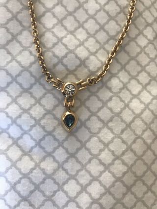 Vintage Christian Dior Necklace Blue & Clear Stone