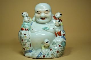 ⭕️ Antique Chinese Porcelain Figure Of A Buddha.  Marked