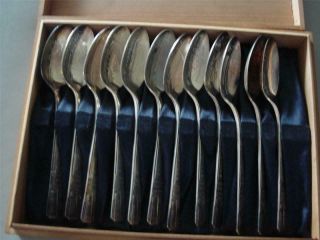 Set Of 12 Wm Rogers 1939 York World’s Fair Plated Spoons In The Wooden Case