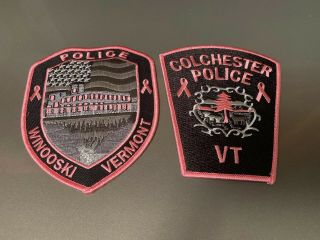 Colchester/winooski Vermont Police Pink Breast Cancer Awareness Patches Vt