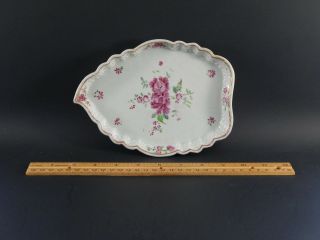 Antique Chinese Export Famille Rose Sauce Boat Stand Bianco Sopra Bianco C.  1775