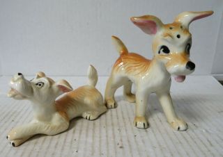 Vintage Japan Salt & Pepper Shakers Big Eyed Dogs Setters Maybe 4 - 1/2 " Tall